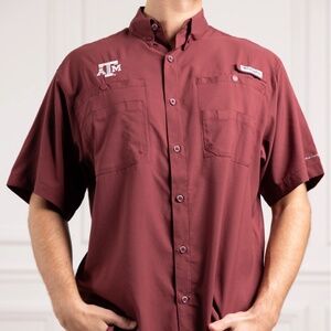 Men's Texas A&M Aggie Columbia Tamiami Lightweight Fishing Shirt- Gig Em Ags